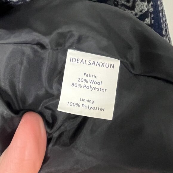 Idealsanxun Women's Wool Midi Skirt Size S Pleated A-Line Gray Blue Patterned - Picture 9 of 9